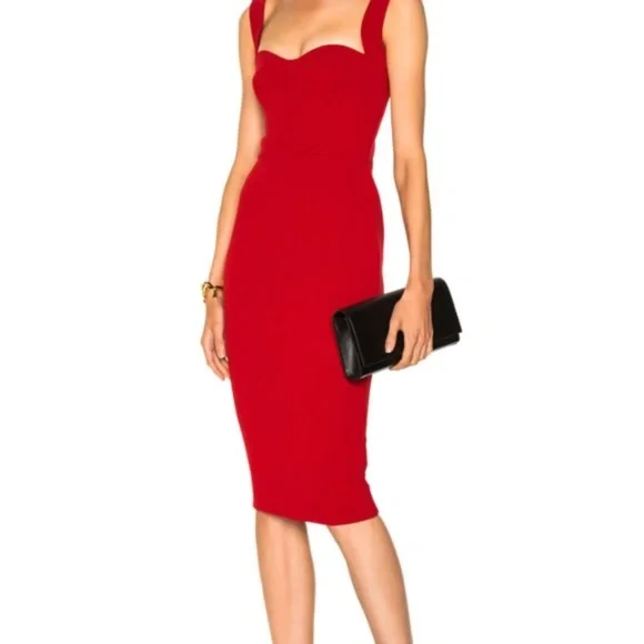 slim fit dress slacks VICTORIA BECKHAM Bonded Crepe Fitted Dress In Ivory White UK 8 – Reliked main image 1